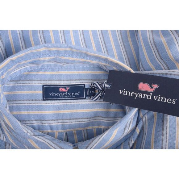 Vineyard Vines Mens Oxford Shirt stretch Classic Fit XXL Hull Blue striped NWT - Picture 6 of 6